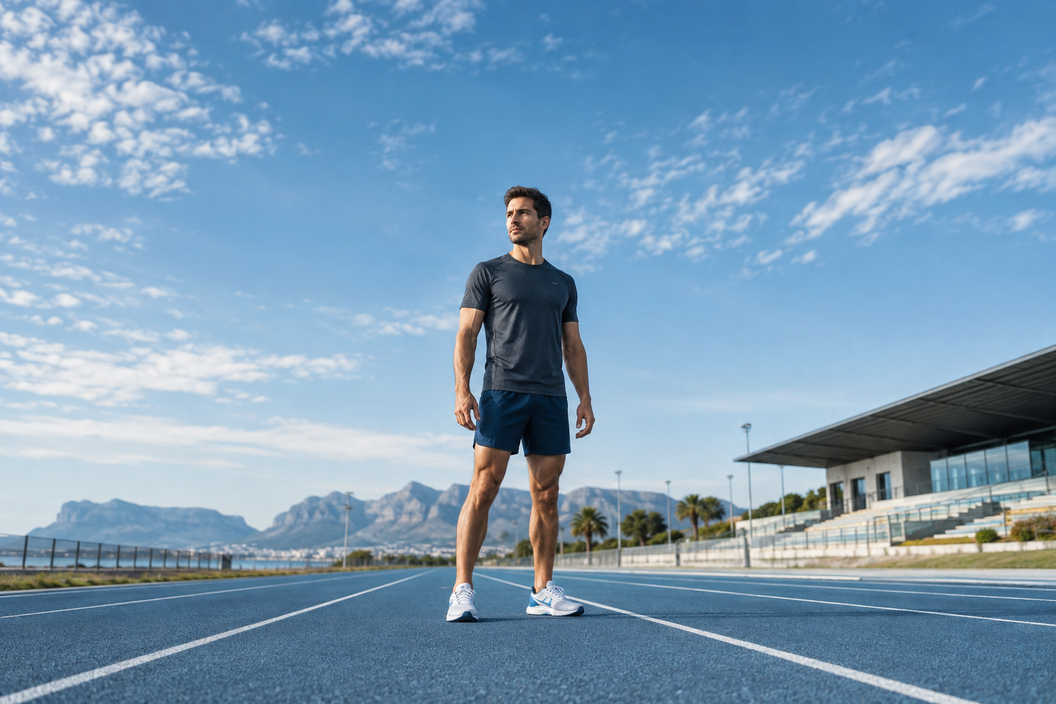 Atleta em uma pista de corrida